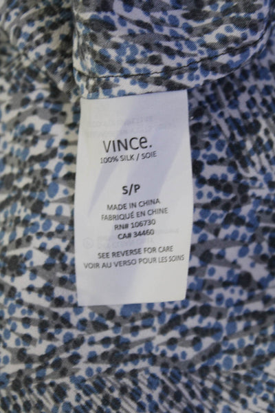 Vince Womens Y Neck Dolman Sleeve Printed Shift Dress Blue Gray White Size Small