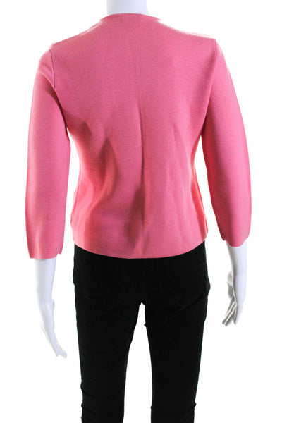 J Crew Womens Cotton Round Neck Buttoned Long Sleeve Sweater Pink Size M