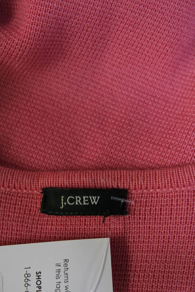 J Crew Womens Cotton Round Neck Buttoned Long Sleeve Sweater Pink Size M