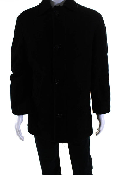 Lauren Ralph Lauren Mens Cashmere Collared Button Up Longline Coat Black Size 38