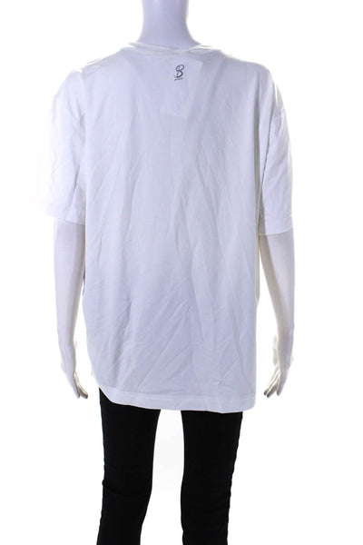 SB Sport Womens Round Neck Short Sleeve Athletic Pullover Top White Size L