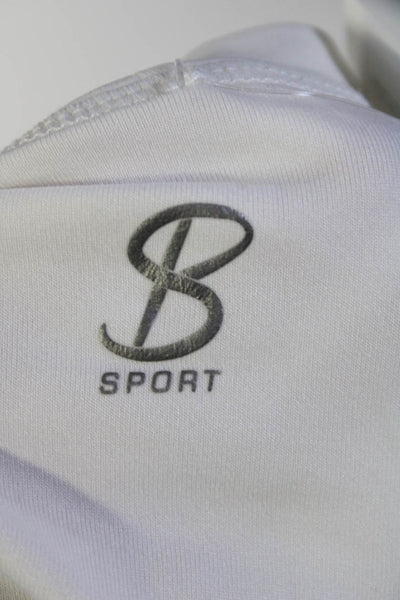 SB Sport Womens Round Neck Short Sleeve Athletic Pullover Top White Size L