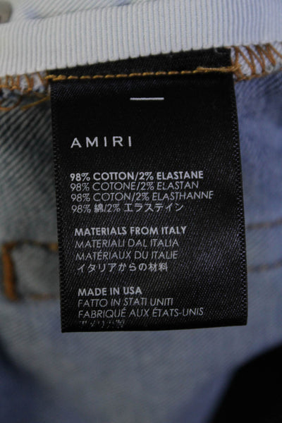 Amiri Mens Blue Cotton Medium Wash High Rise Distress Skinny Jeans Size 31