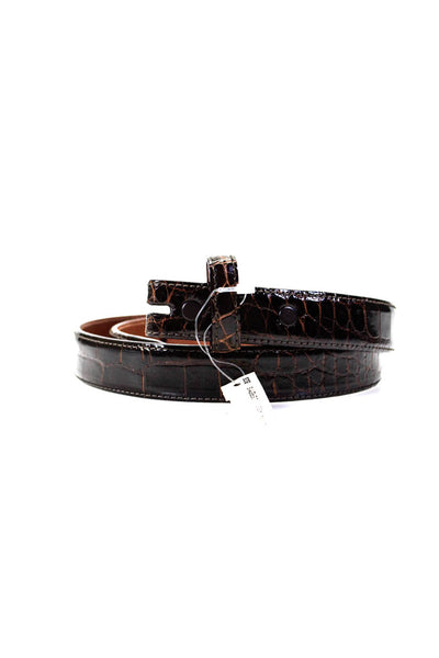 Barry Kieselstein-Cord Womens Skinny Width American Alligator Belt Brown Size 2