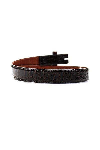 Barry Kieselstein-Cord Womens Skinny Width American Alligator Belt Brown Size 2