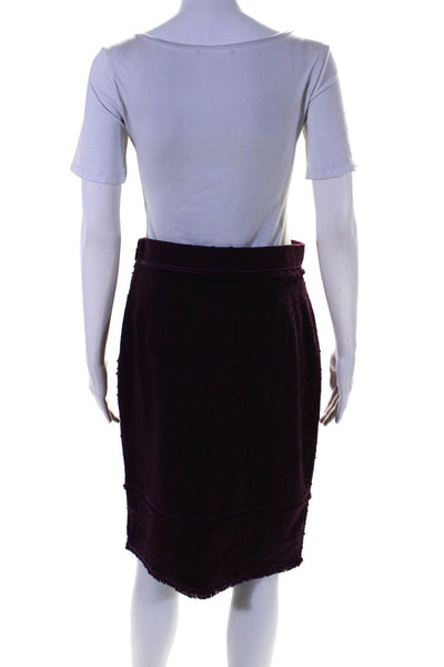 CH Carolina Herrera Womens Side Zip Knee Length Knit Pencil Skirt Purple Size 6