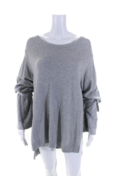 1. State Womens Cotton Knitted Round Neck Long Sleeve Sweater Dress Gray Size L