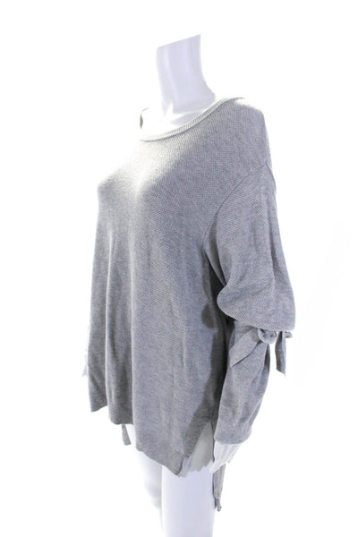 1. State Womens Cotton Knitted Round Neck Long Sleeve Sweater Dress Gray Size L