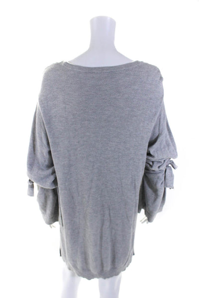 1. State Womens Cotton Knitted Round Neck Long Sleeve Sweater Dress Gray Size L