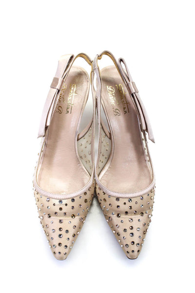 Diane B Pink Womens Mesh Rhinestone Pointed Toe Slingbacks Size 6.5US 36.5EU