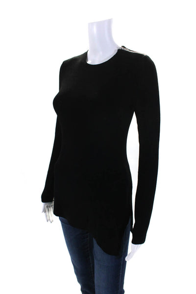 Autumn Cashmere Womens Ribbed Long Sleeve Crewneck Hourglass Top Black Size S