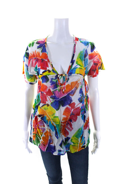 Milly Minis Womens Multicolor Floral V-Neck Short Sleeve Shift Dress Size 10