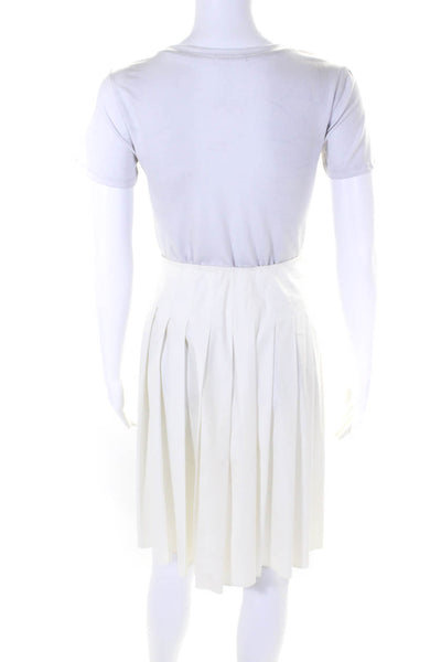 Prada Womens Pleated Zip Up Mid Rise A-Line Knee Length Skirt White Size 38