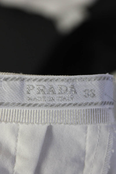 Prada Womens Pleated Zip Up Mid Rise A-Line Knee Length Skirt White Size 38