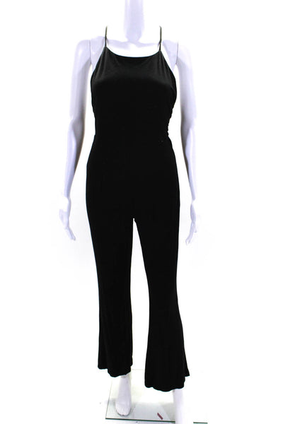 About Us Womens Spaghetti Strap Jersey Skinny Jumpsuit Black Size Extra Small