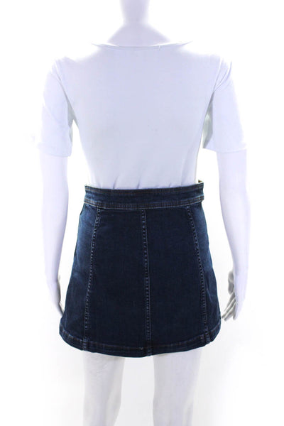 Madewell Womens Button Front Stretch Denim A Line Mini Skirt Blue Size 00