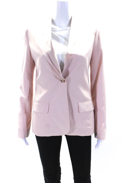 Elizabeth and James Womens Woven One Button Blazer Jacket Light Pink Size 2