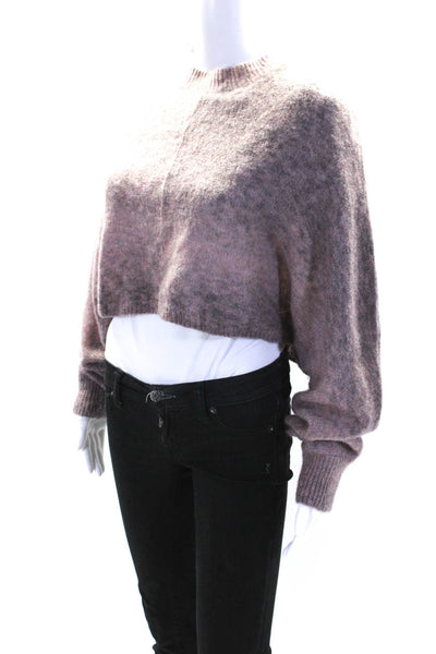 Wilfred Free Womens Crew Neck Oversize Crop Sweater Mauve Alpaca Size Small