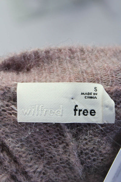 Wilfred Free Womens Crew Neck Oversize Crop Sweater Mauve Alpaca Size Small