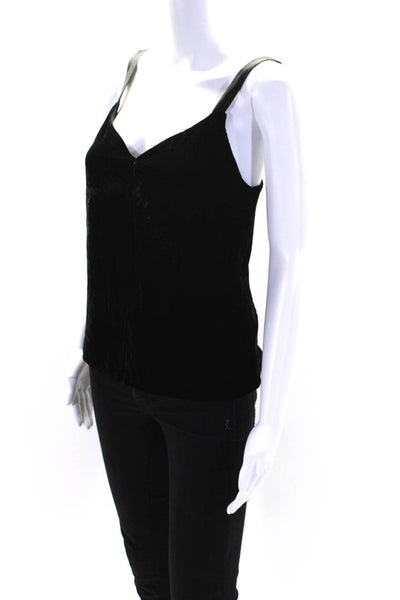 Rebecca Taylor Womens V Neck Velvet Tank Top Blouse Black Size 2