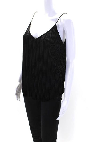 Vero Moda Womens Pleated Velvet V Neck Spaghetti Strap Tank Top Black Size Small