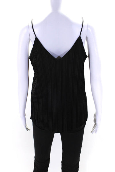 Vero Moda Womens Pleated Velvet V Neck Spaghetti Strap Tank Top Black Size Small