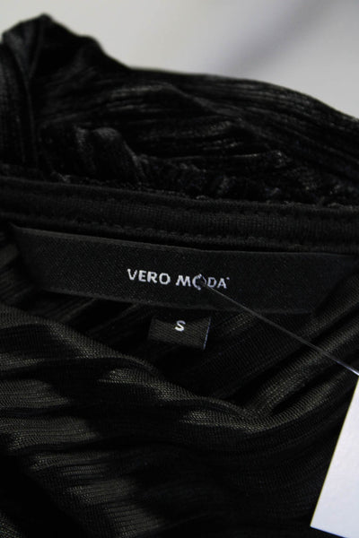 Vero Moda Womens Pleated Velvet V Neck Spaghetti Strap Tank Top Black Size Small