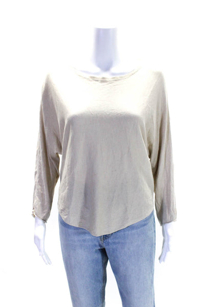 Zadig & Voltaire Womens 3/4 Dolman Sleeve Crew Neck Sweater Beige Silk Small