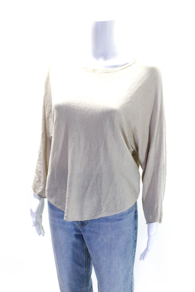 Zadig & Voltaire Womens 3/4 Dolman Sleeve Crew Neck Sweater Beige Silk Small