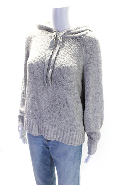 Margaret OLeary Womens Loose Knit Hooded Pullover Sweater Light Gray Size Small