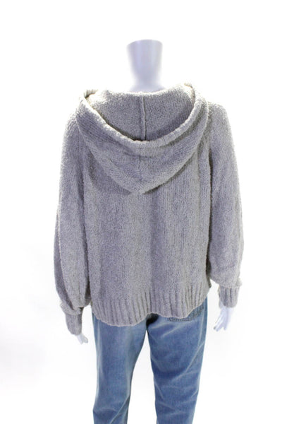 Margaret OLeary Womens Loose Knit Hooded Pullover Sweater Light Gray Size Small