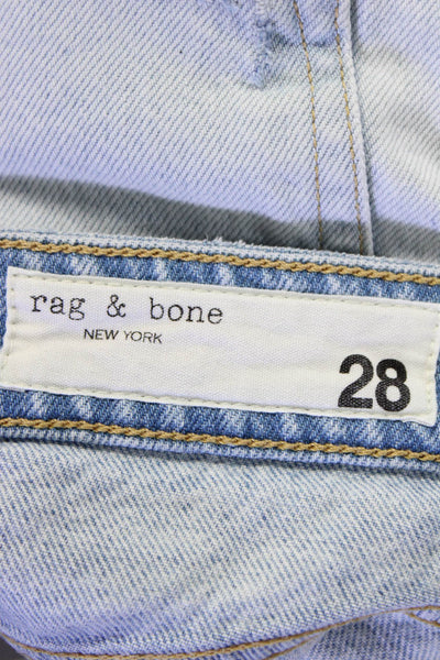 Rag & Bone Womens Maya Ankle Slim Straight Distressed Jeans Light Blue Size 28