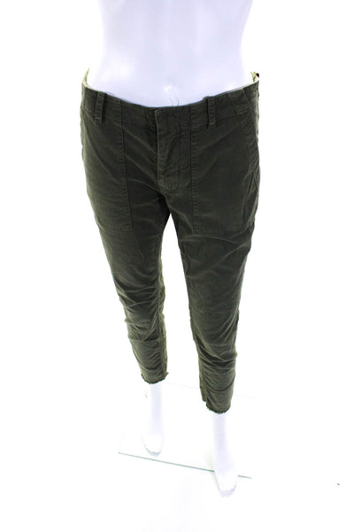 Nili Lotan Womens Twill Mid Rise Zip Up Slim Cut Cargo Pants Green Size 0