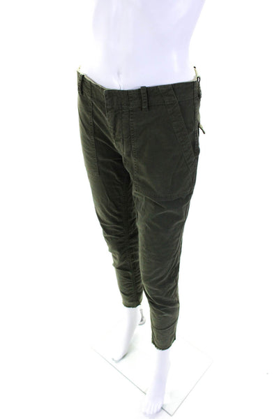 Nili Lotan Womens Twill Mid Rise Zip Up Slim Cut Cargo Pants Green Size 0