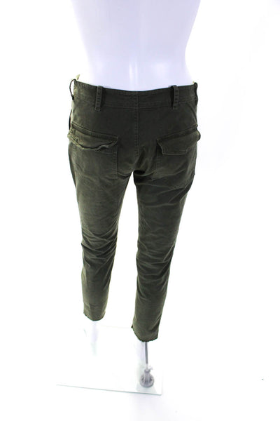 Nili Lotan Womens Twill Mid Rise Zip Up Slim Cut Cargo Pants Green Size 0