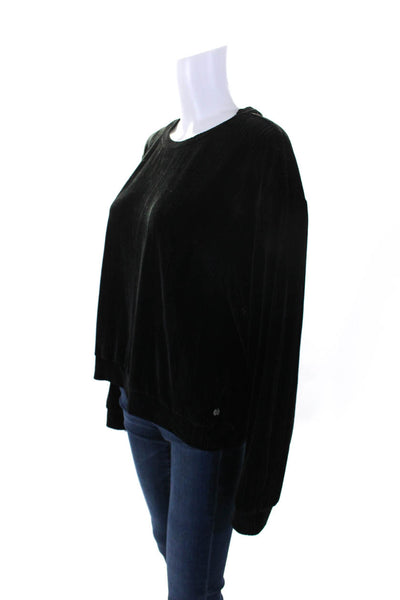 Andrew Marc Womens Black Velvet Corduroy Crew Neck Long Sleeve Blouse Top SizeXL