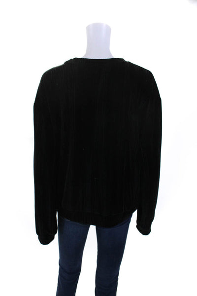 Andrew Marc Womens Black Velvet Corduroy Crew Neck Long Sleeve Blouse Top SizeXL