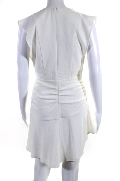 Ba&Sh Womens V-Neck Sleeveless Ruched Zip Up Flared Mini Dress White Size 2