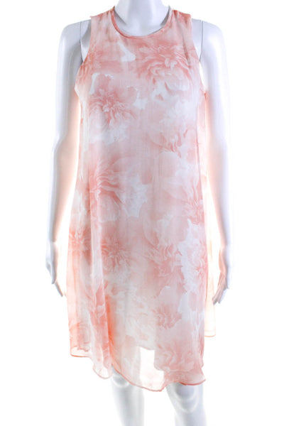 Calvin Klein Womens Floral Print Round Neck Sleeveless Dress Pink Size 4