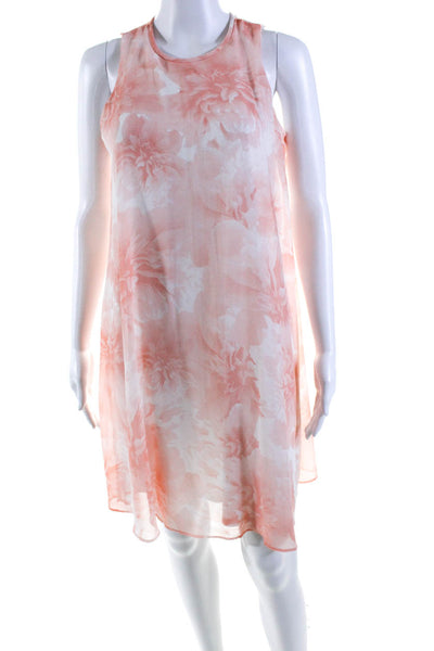 Calvin Klein Womens Floral Print Round Neck Sleeveless Dress Pink Size 4