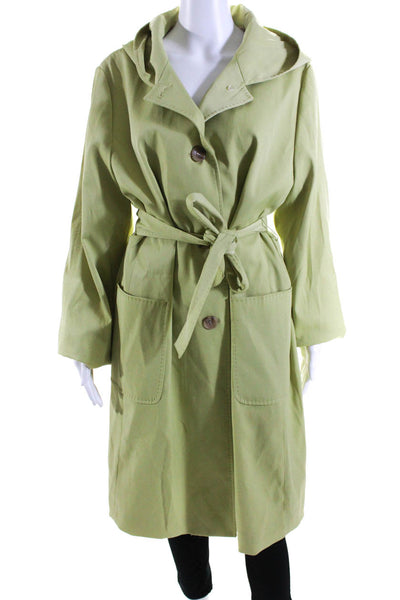 Calvin Klein Womens Hooded Long Sleeve Button Up Longline Jacket Green Size XL