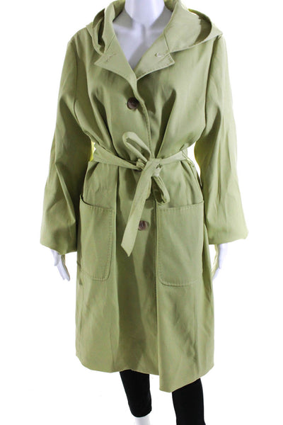 Calvin Klein Womens Hooded Long Sleeve Button Up Longline Jacket Green Size XL