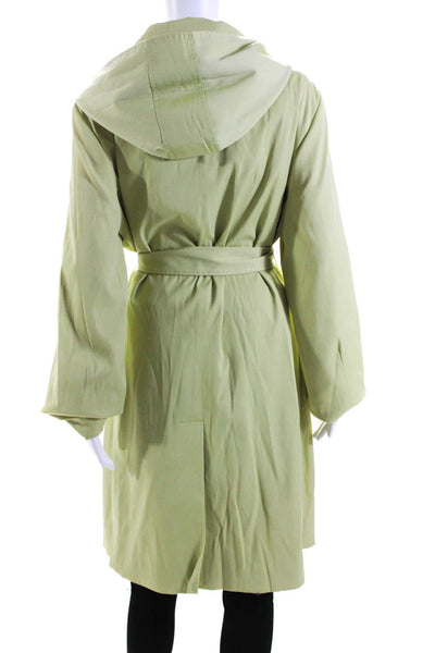 Calvin Klein Womens Hooded Long Sleeve Button Up Longline Jacket Green Size XL