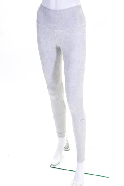 Alo Womens Knit High Rise Pull On Leggings Pants Light Gray Size XS