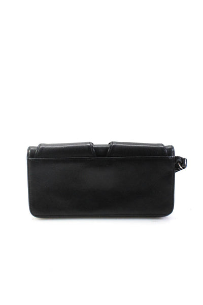 Cole Haan Womens Double Pocket Front Bi Fold Wristlet Wallet Black Leather