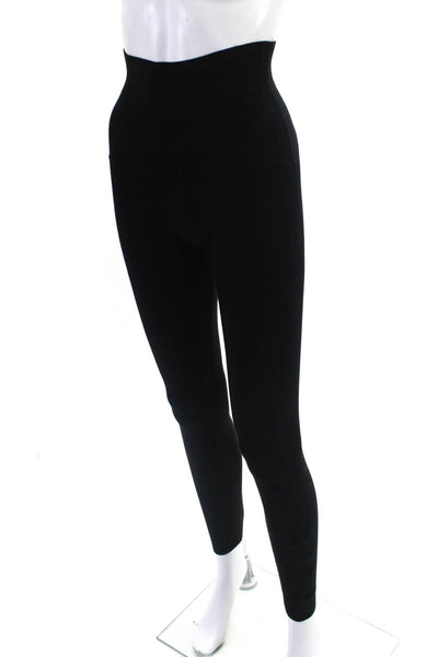 Helmut Lang Womens Tight-Knit Ribbed High-Rise Ankle Leggings Black Size S