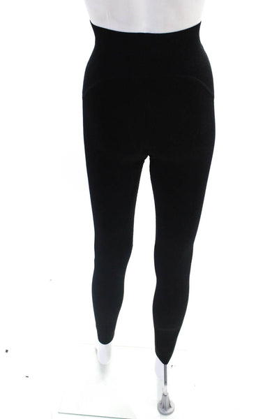 Helmut Lang Womens Tight-Knit Ribbed High-Rise Ankle Leggings Black Size S