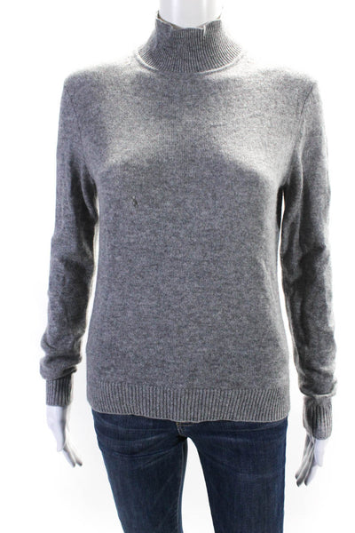 Theory Womens Cashmere Tight Knit Long Sleeve Turtleneck Sweater Gray Size S