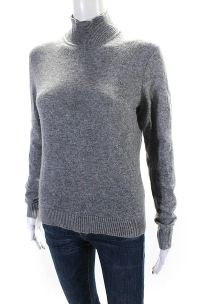 Theory Womens Cashmere Tight Knit Long Sleeve Turtleneck Sweater Gray Size S