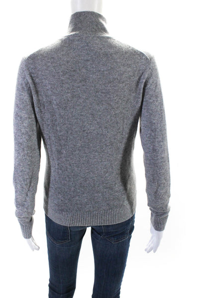 Theory Womens Cashmere Tight Knit Long Sleeve Turtleneck Sweater Gray Size S